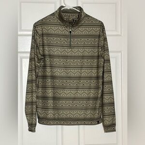 Men's Rafter C Western Aztec pattern Quarter zip shirt - Olive